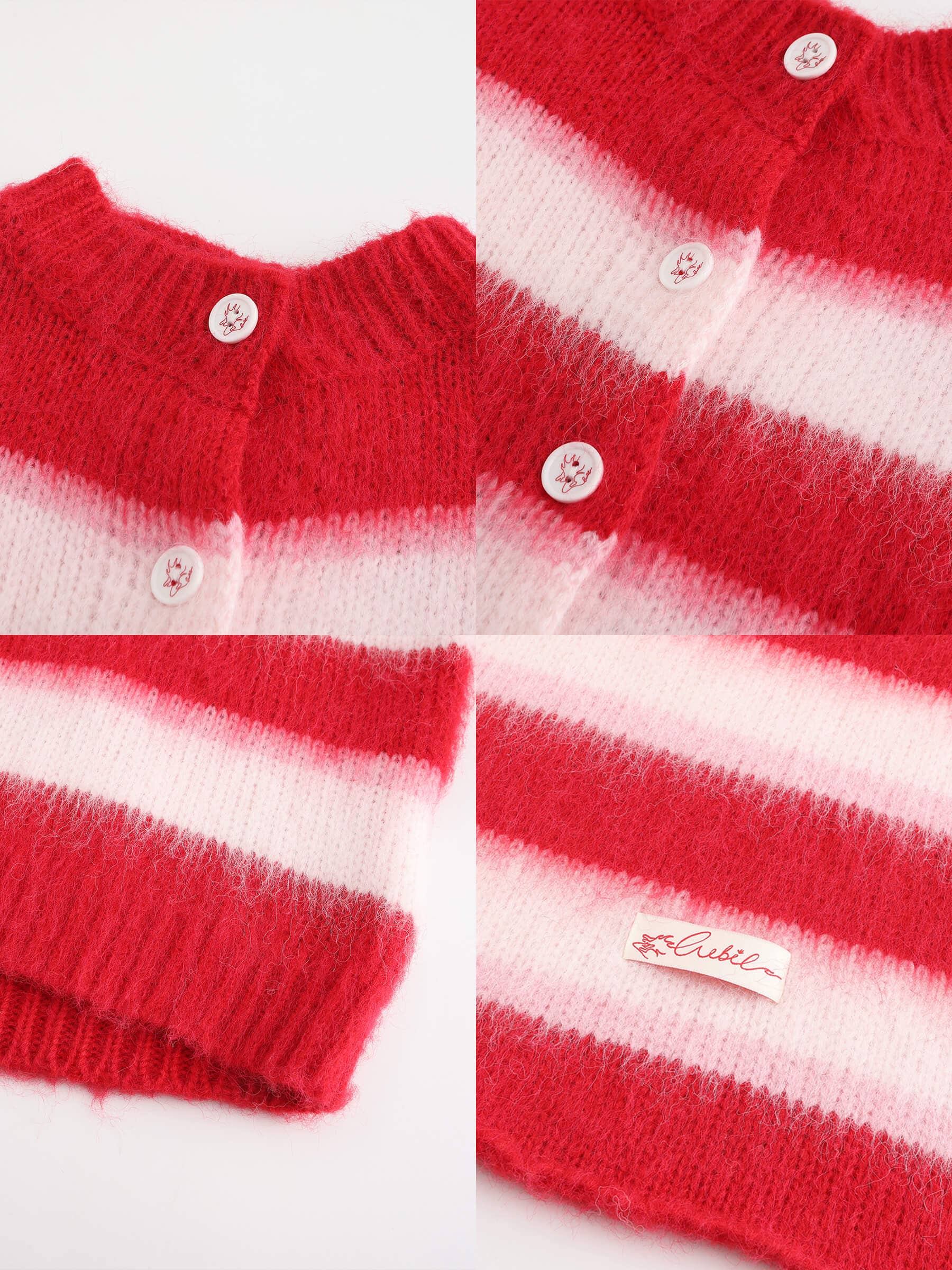 CUBIC - Wholesale Cardigan - Women's - Striped Color Block Wool Knit Cardigan With Scarf4