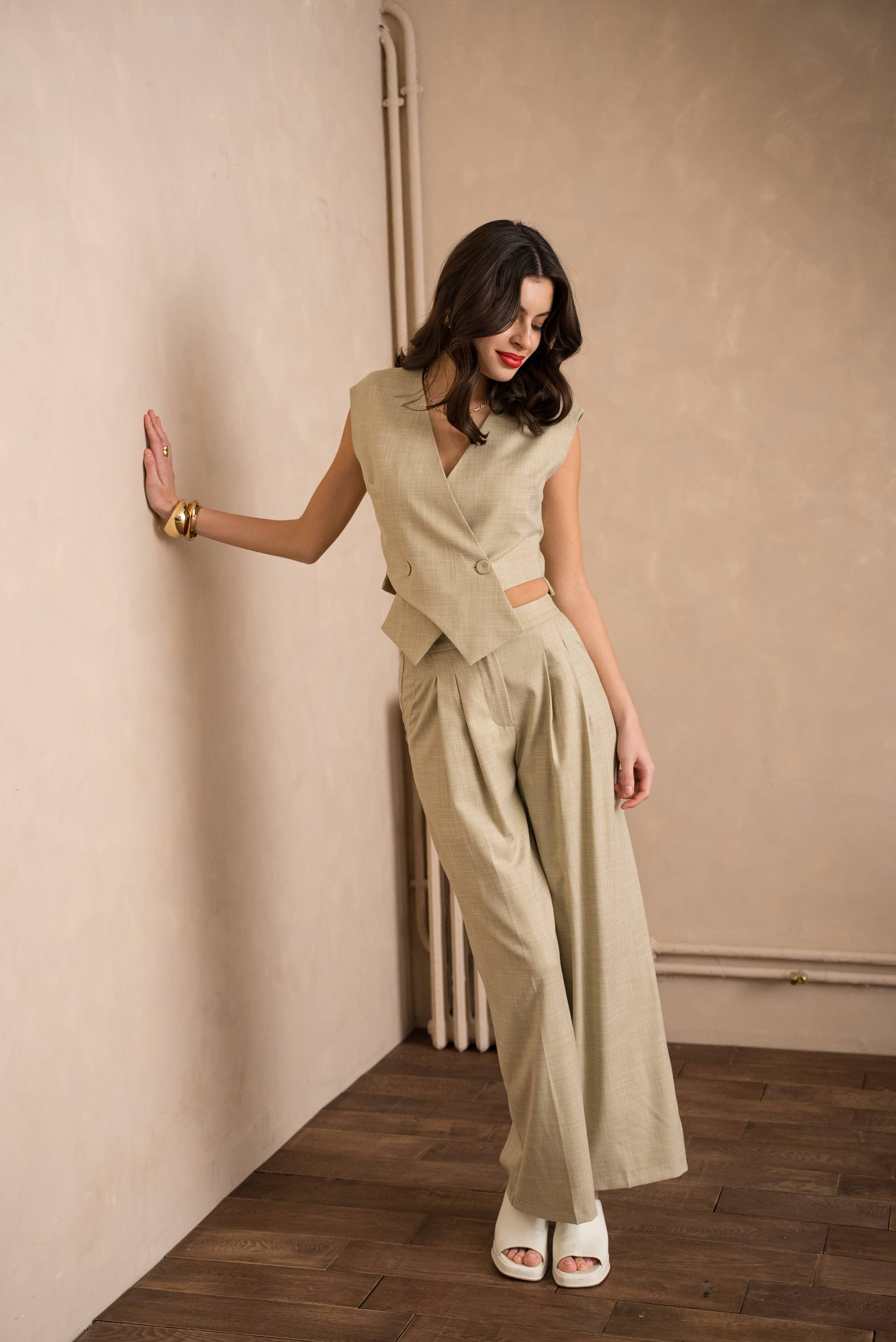 LULUMARY - Vendita all'ingrosso Gilè elegante - Donna - Gilet smanicato doppiopetto GL00333