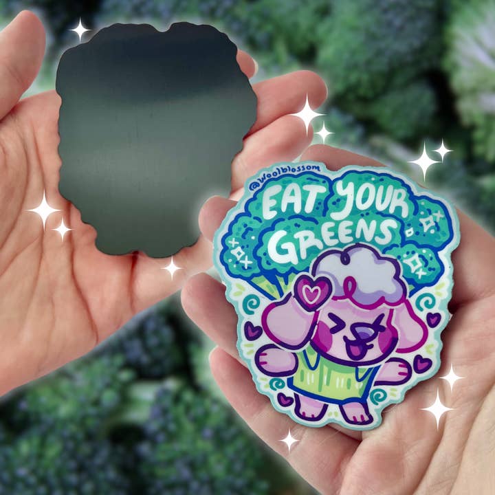 Woolblossom - Wholesale Magnet - "Eat Your Greens" Blossom Puppy ~ Magnet