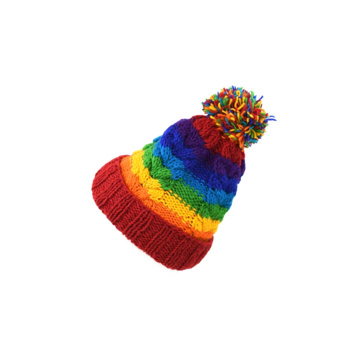 Nepalese Rainbow Wool Hat-06990 for wholesale by Nusantara Inc.