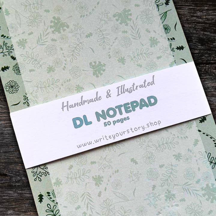 Write Your Story – wholesale Notepad – Green Floral DL Notepad5