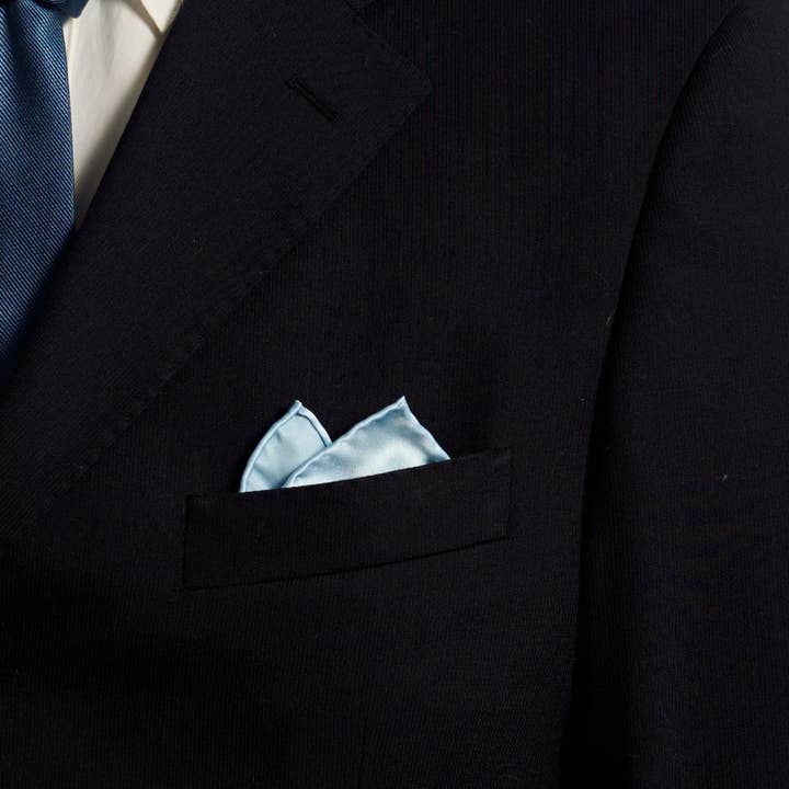 "Dapper Fold" Silk Pocket Square - Light Blue for wholesale on Faire
