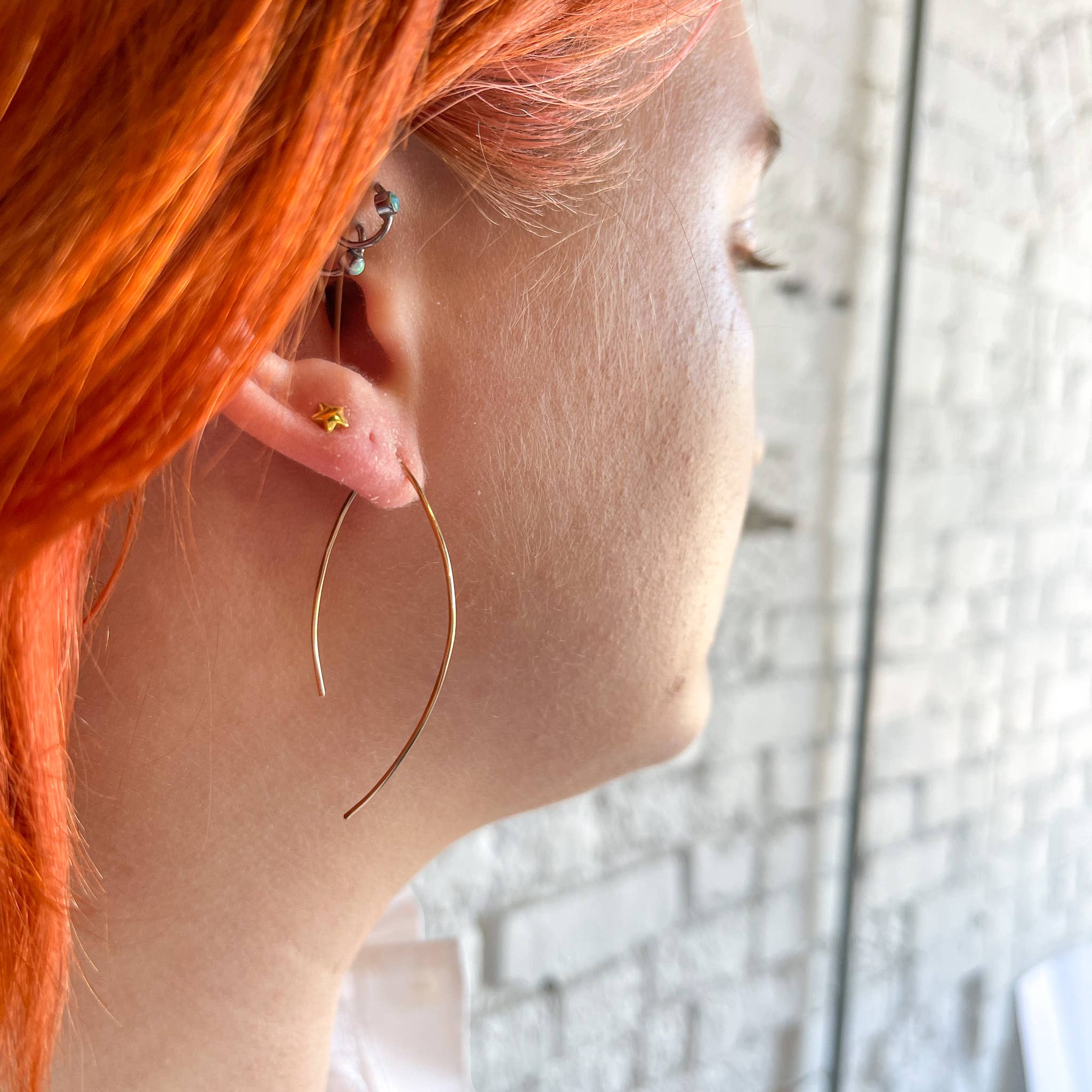 Red Giraffe Designs - Wholesale Dangle Earrings - Minimalist Asymmetric Wire Arch Earrings4