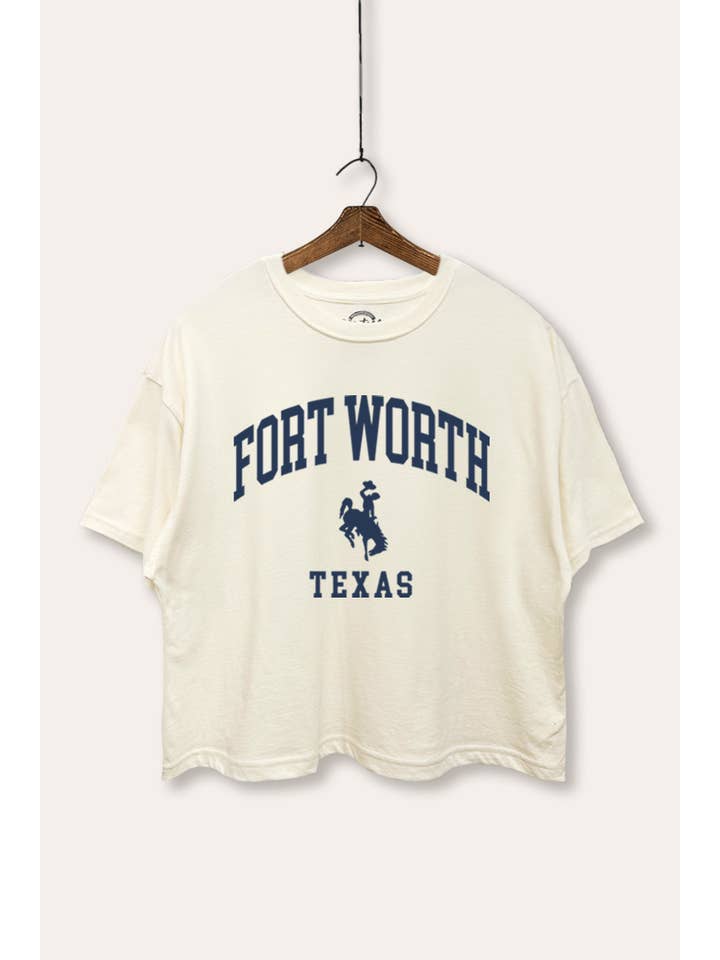 VINTAGE POINT USA - Vendita all'ingrosso Maglietta serigrafata - Donna - TOP CORTO GRAFICO "RODEO FORT WORTH, TEXAS"2