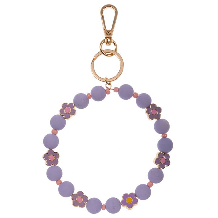Fashion City - Wholesale Keychain - Women's - Flower with Enamel Coated Beads Keychain
