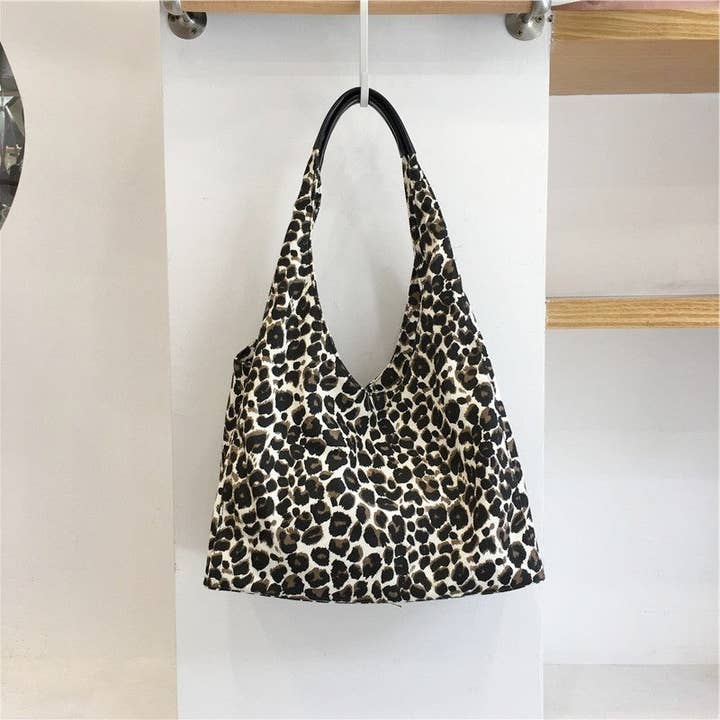 Leopardenmuster Große Kapazität Unterarm-Canvas-Tasche für den Großhandel von kycozy