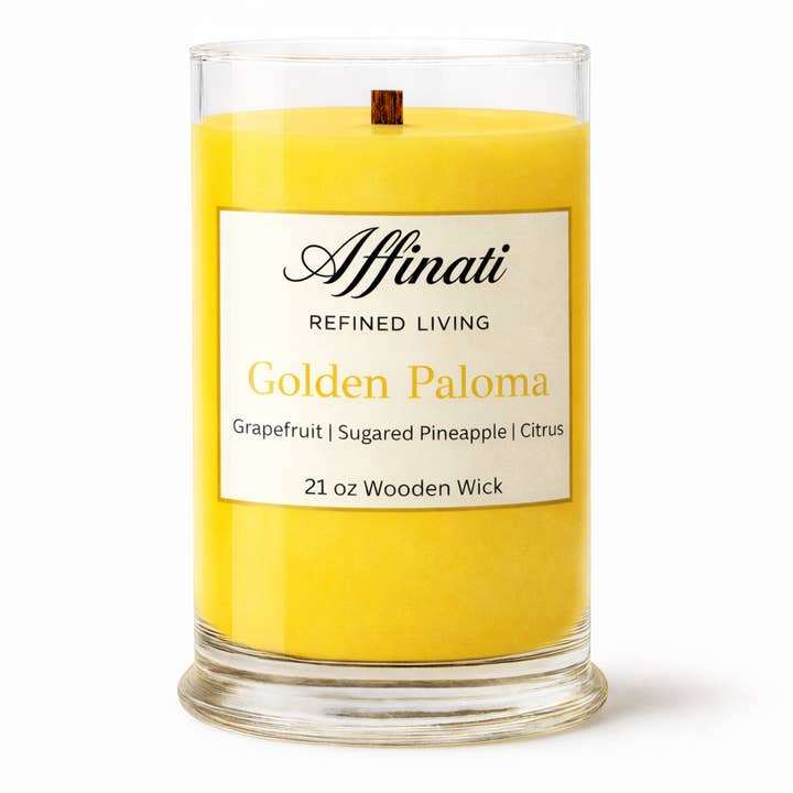 Golden Paloma Wooden Wick Candle – Luxury 21 oz Soy Blend | Affinati for wholesale by Affinati