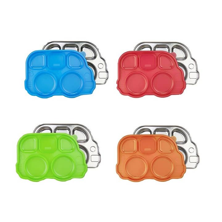 Innobaby on Faire - Wholesale Lunch Bag/Box - Kids - Stainless Steel Divided Bus Plate w/ Sectional Lid - 12 Pack1