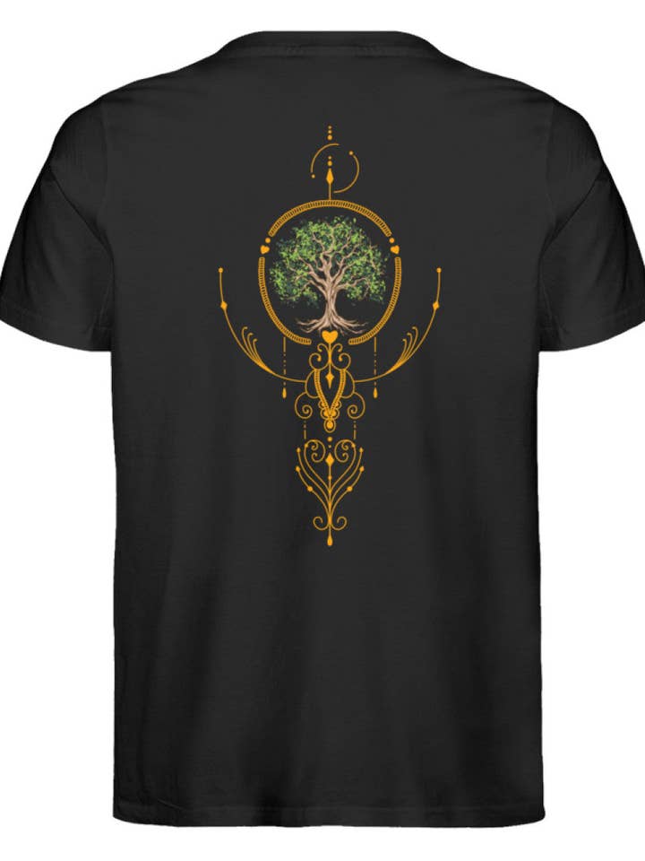 arbre avec ornements à l'avant et à l'arrière - chemise bio premium pour hommes pour la vente par Uwaldu