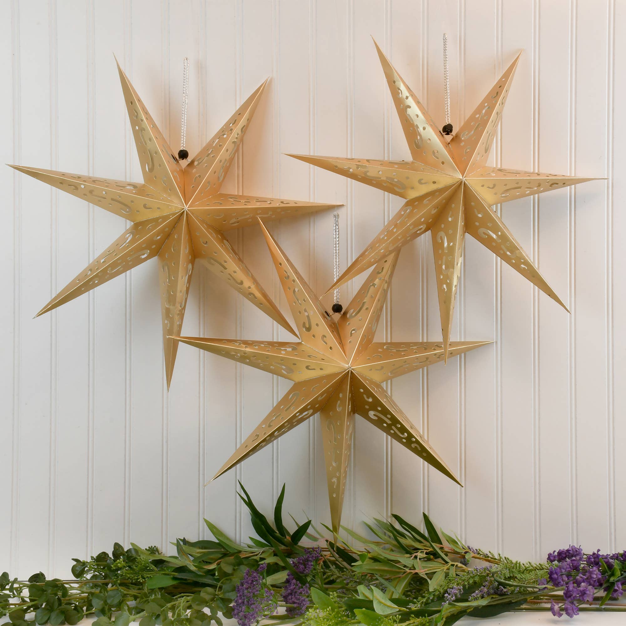 LumaBase - Wholesale Lantern - Hanging Lantern, Gold Star - Set of 31