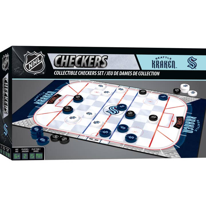 Seattle Kraken Checkers Board Game for wholesale by Masterpieces Puzzles