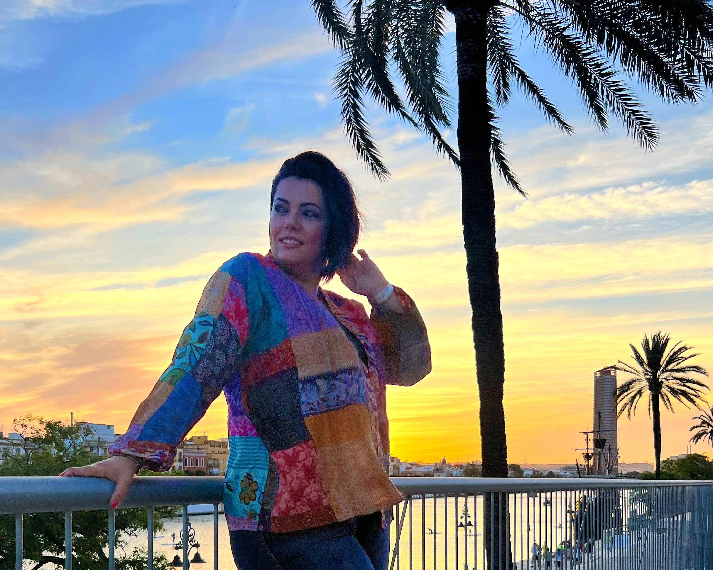 Kinomy - Vente Veste – femme - Veste courte réversible patchwork style kimono