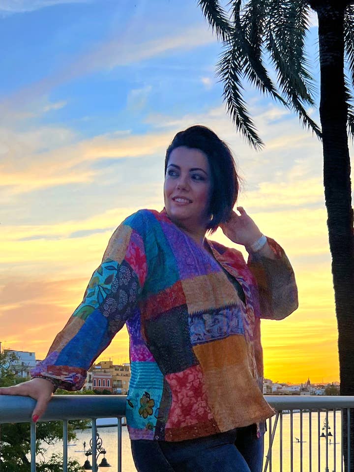 Kinomy - Vente Veste – femme - Veste courte réversible patchwork style kimono0