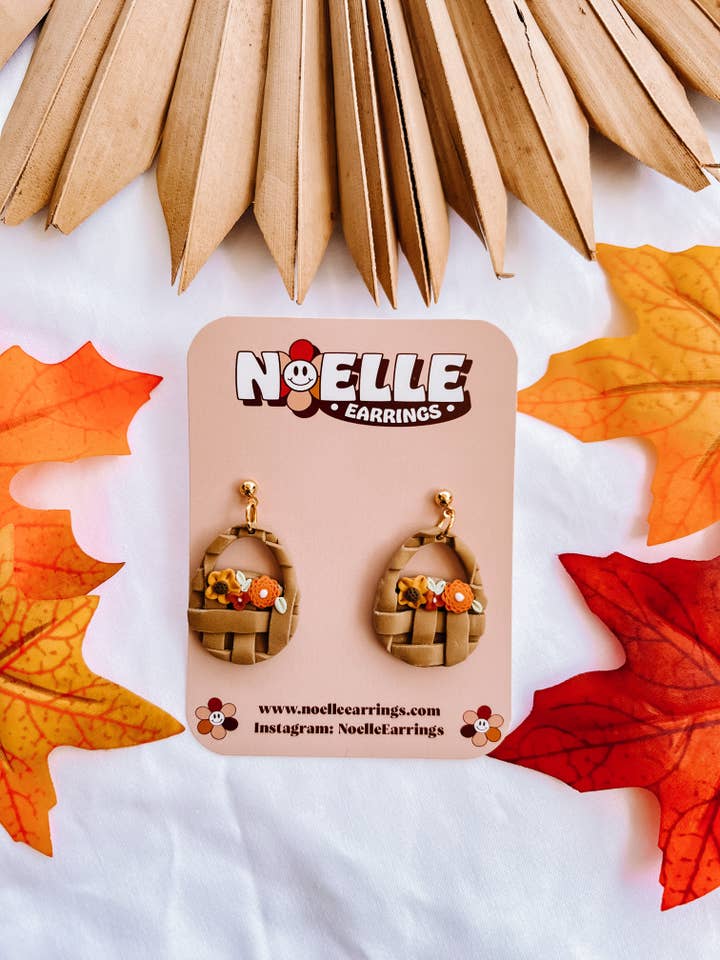 Fall Flower Basket Earrings for wholesale by Noelle Earrings