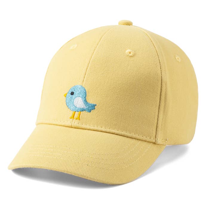 Kids Baseball Hat - Birdie Chick Patch - (Yellow 2-6/7y) for wholesale by Peppercorn Kids