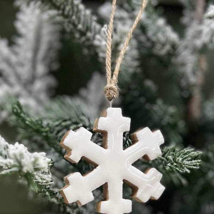 Ornament - Pot Snowflake - Raw Wood 3x3in Ornament - Pot Snowflake - Raw Wood 3x3in