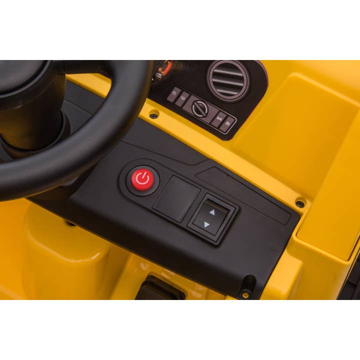 Yellow 12V CAT Electric Dump Truck 1 Seater Ride-on for wholesale on Faire7