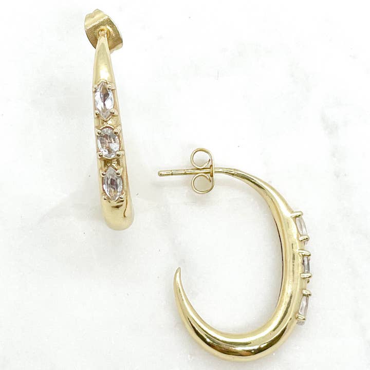 Mini koniske ovale bøjler i hvid kvarts for engroshandel hos QuayL Designs