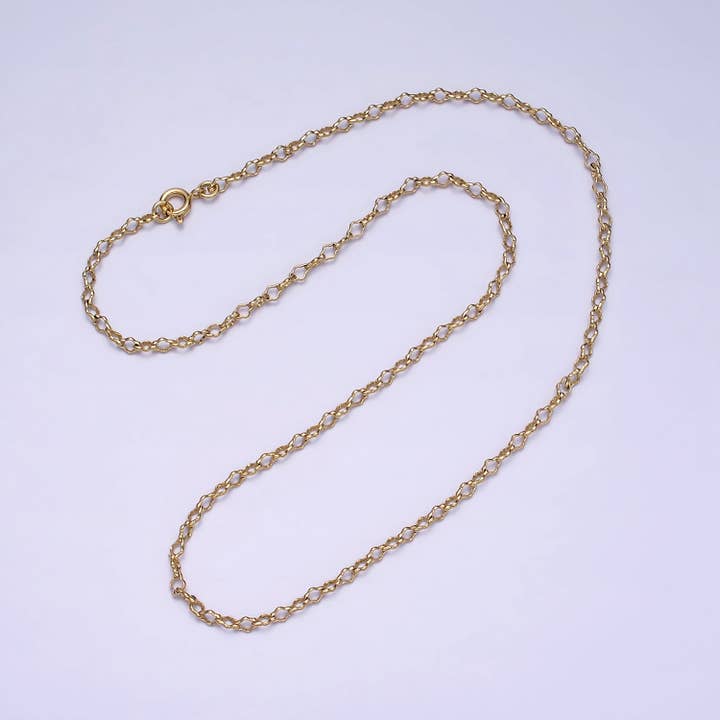 14K Gold Filled 3mm Unique Quatrefoil 17 Inch Chain Necklace for wholesale by Aim Eternal