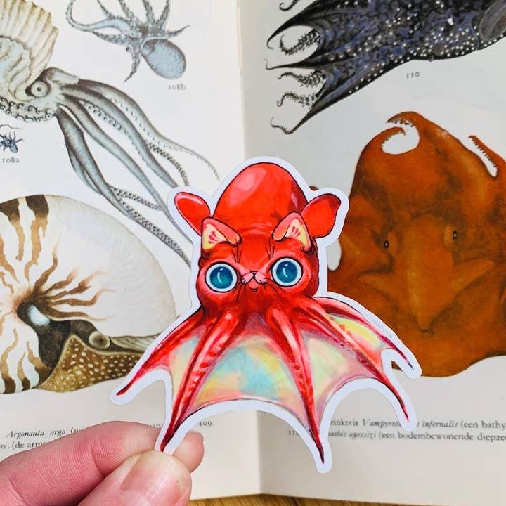 Vampire Squid Sticker for wholesale by Paper Puffin