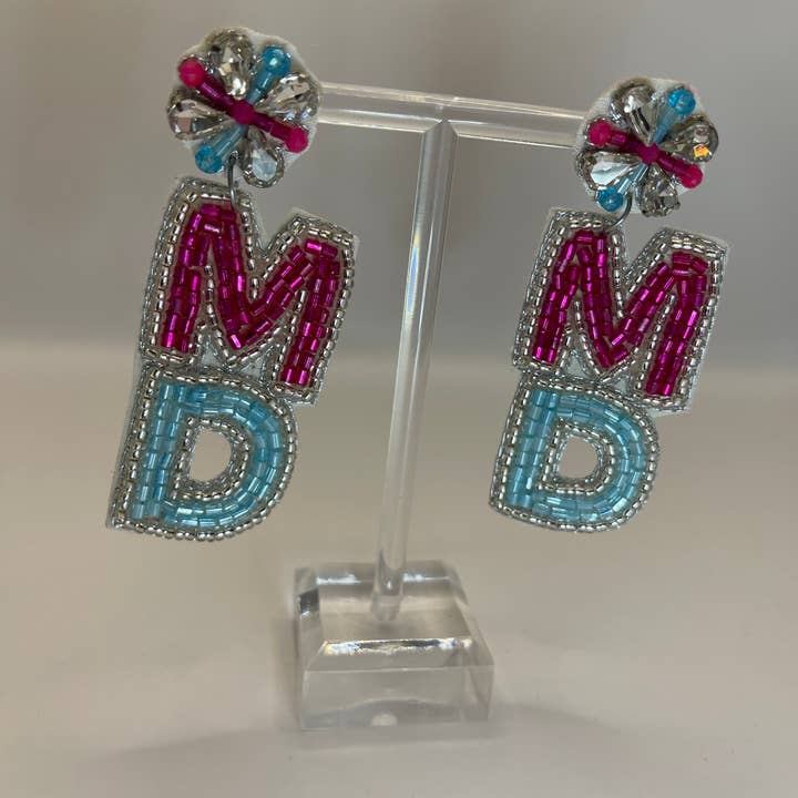 Credentials Earrings - MD (Physician) for wholesale by Mon Belle Amie