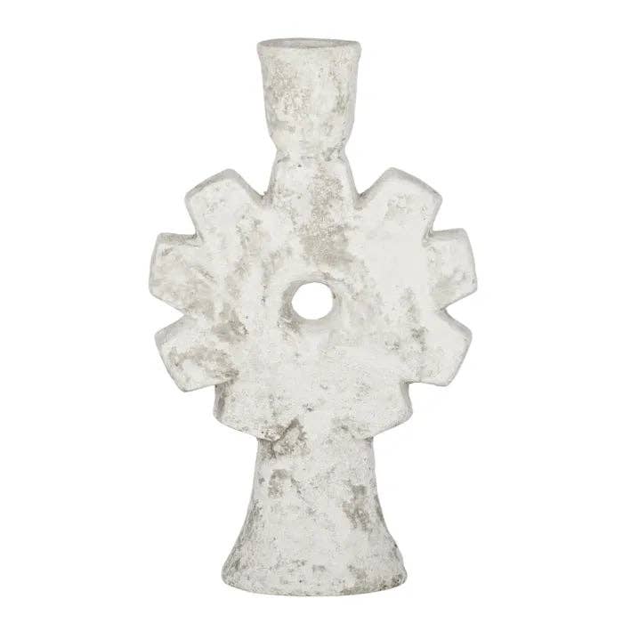 Aztec House - Wholesale Candle holder - Capua Ceramic Candleholder 18x30cm Wht1