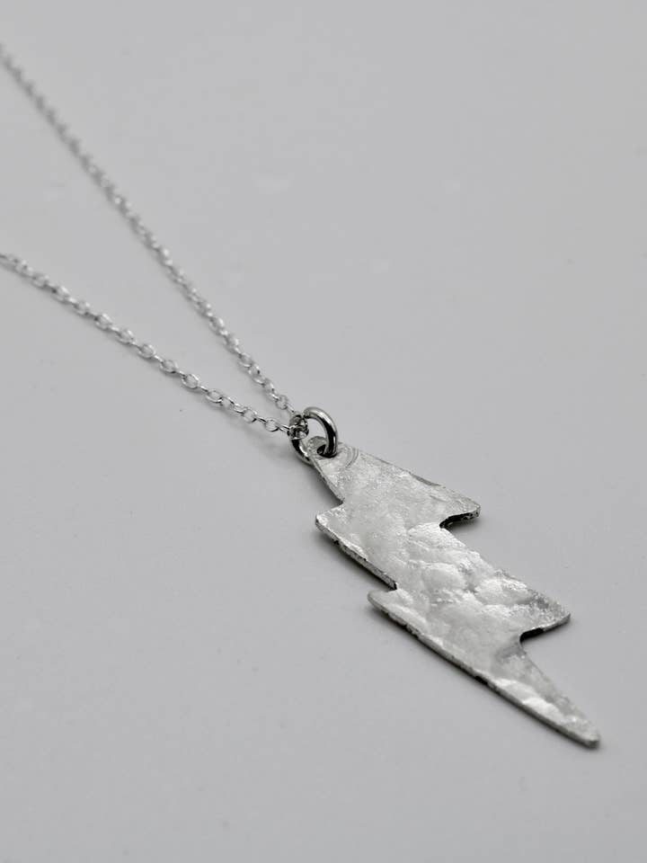 Sterling Silver or Brass Lightening Bolt Necklace for wholesale by Marie Moon Design Co