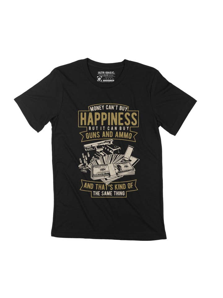 Black ULTRABASIC Guns and Ammo Men's T-Shirt - Gun Lover Funny Slogan Graphic Tee for wholesale on Faire