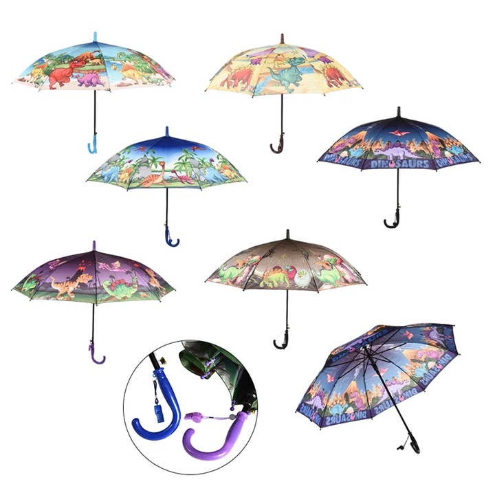 Kinderregenschirme Dinosaurier-Design 6-fach sortiert für den Großhandel von Deluxe Import Trading