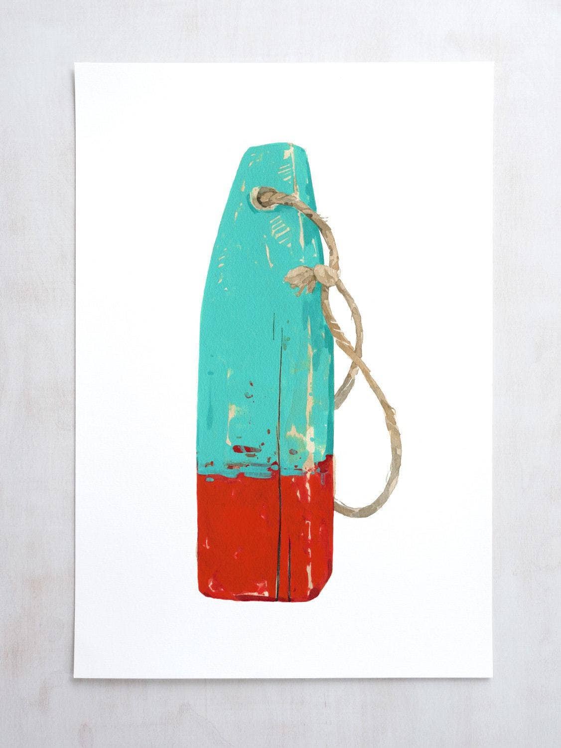 Studio Tuesday - Wholesale Art Print - Lobster Buoy Print, Teal and Red