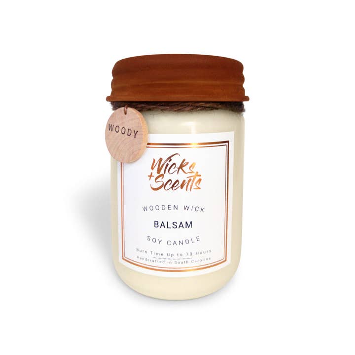 *Balsam* - Vela de Soja Wick Madeira - 12 oz por atacado de Wicks + Scents