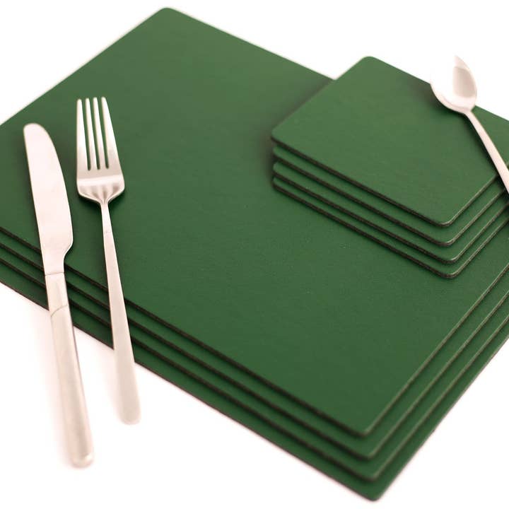 Conjunto de 4 Pranchas elementares em Pelementar British Racing Green 2 por atacado de The Dapper House