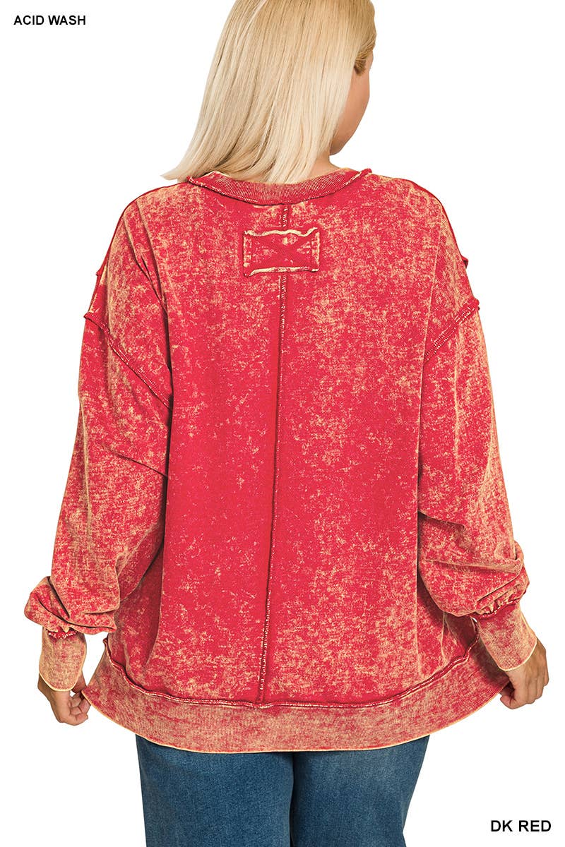 Vanilla Monkey - Wholesale Sweatshirt - Women's - Plus Acid Wash F/terry Exposed-seam Sweatshirt11