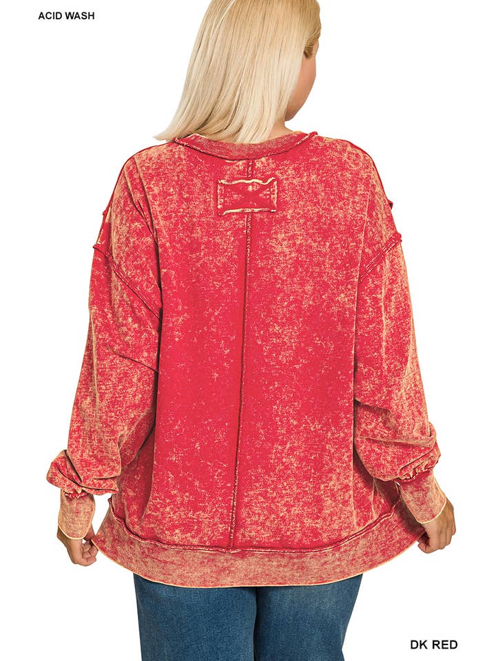 Vanilla Monkey - Wholesale Sweatshirt - Women's - Plus Acid Wash F/terry Exposed-seam Sweatshirt11