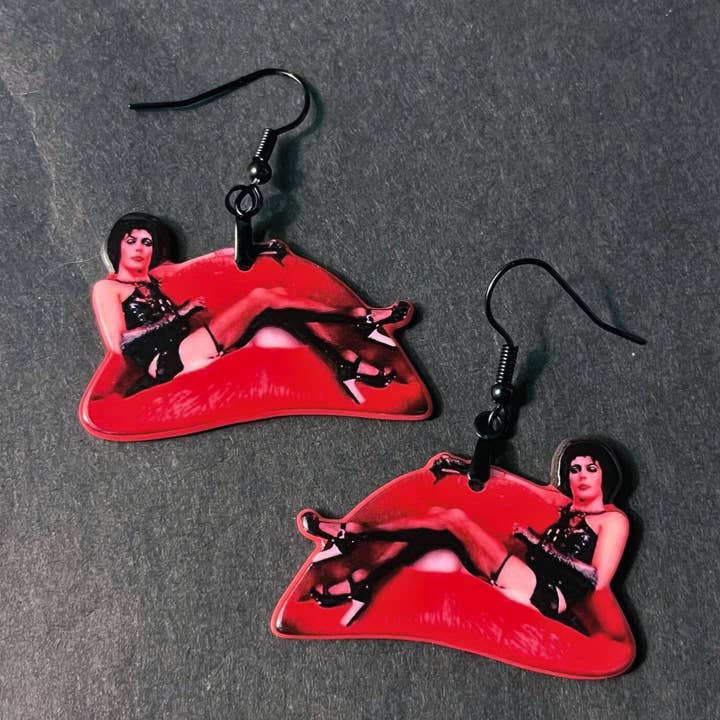 The Frankenfurter - Rocky Horror earrings for wholesale by Halli Starling Books