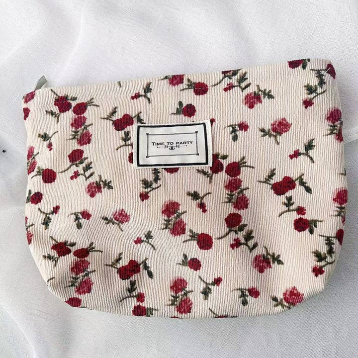 Funkyrel® Atzbranding Limited - Wholesale Makeup/Cosmetic Bag - Cosbai - Rose Pattern Corduroy Makeup Bag
