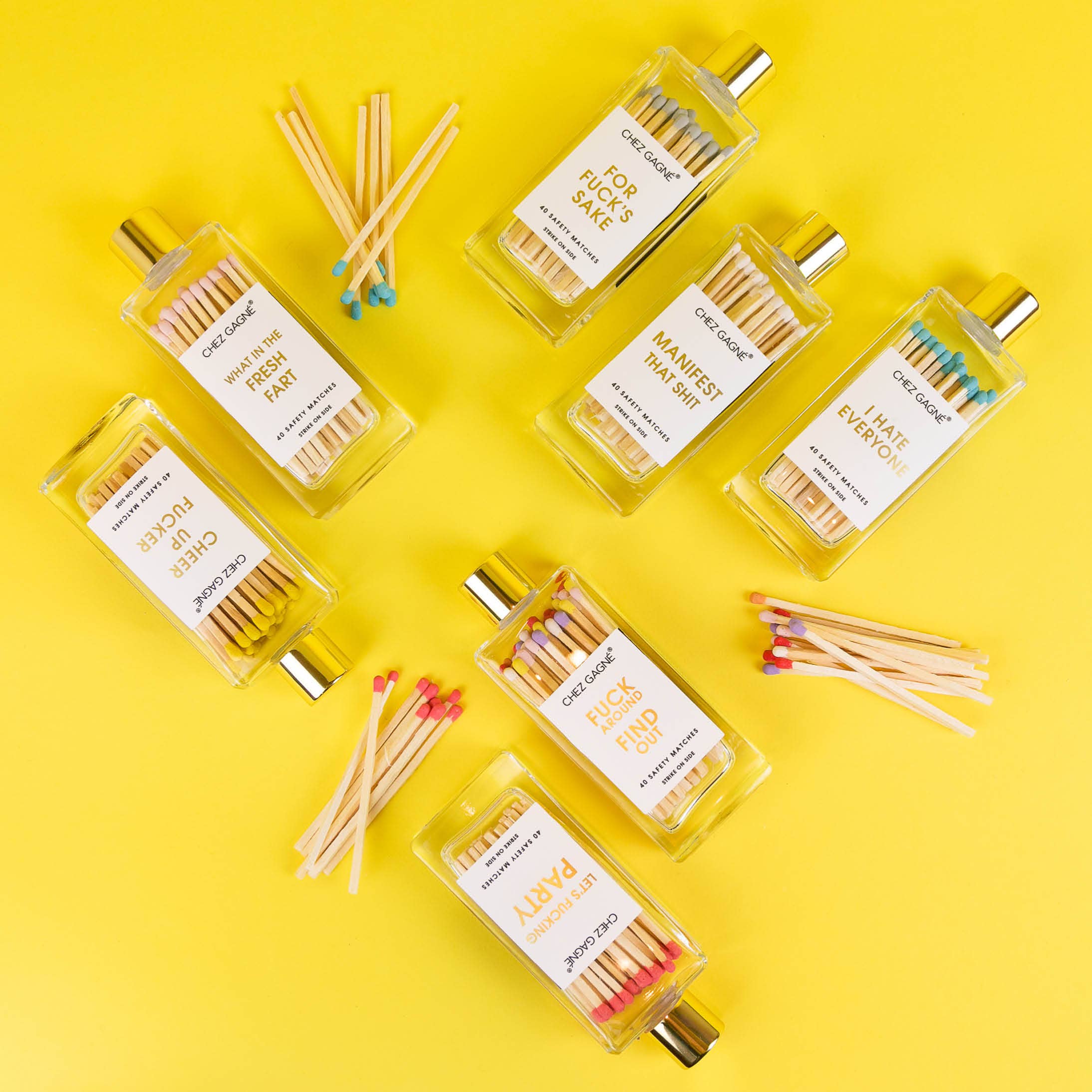 Chez Gagné - Wholesale Matches - Manifest That Shit - Glass Bottle Safety Matches - White7