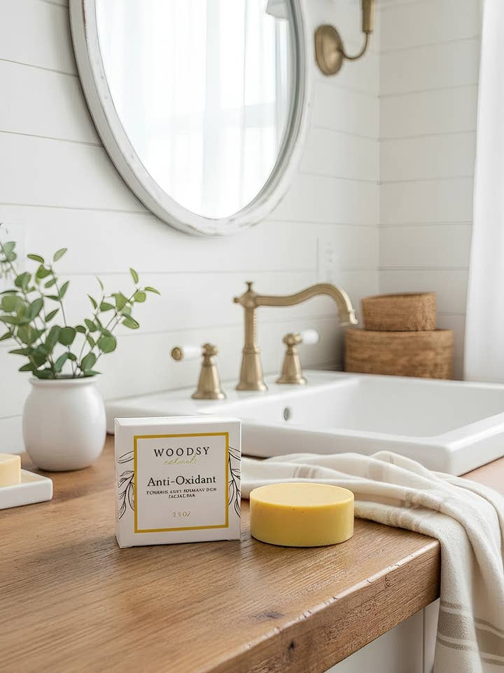 Savon visage antioxydant à la curcumine 71 g pour la vente par Woodsy Homelife