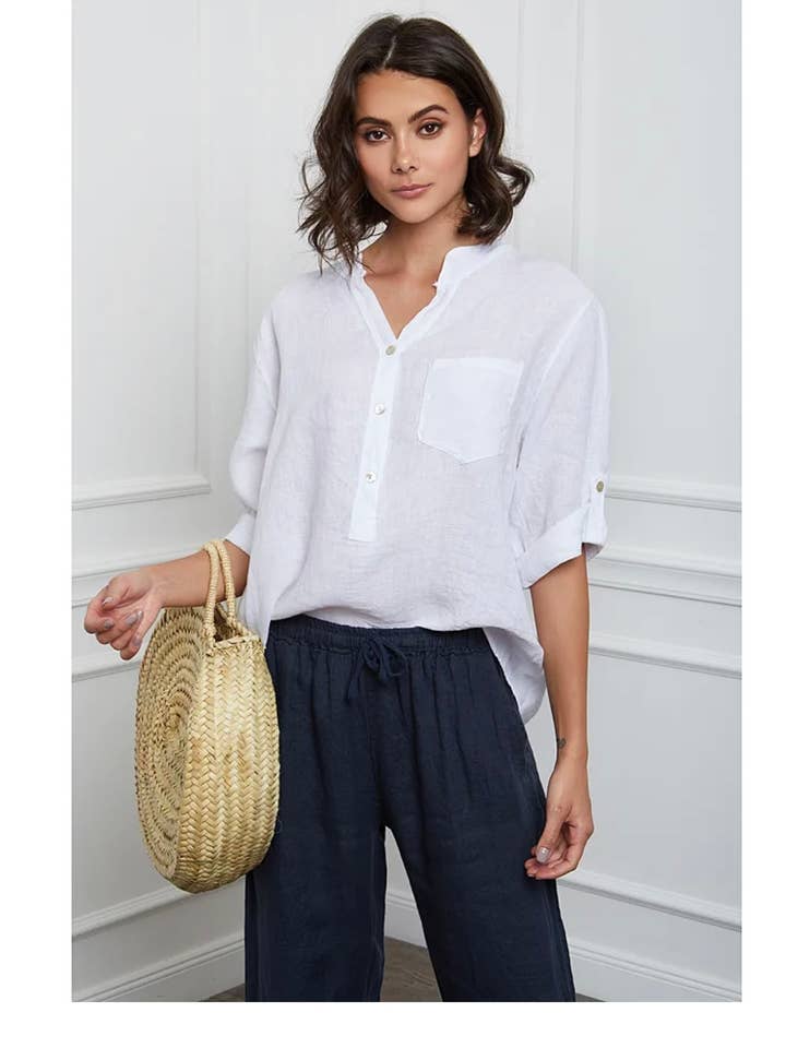 LÉA & LUC - Wholesale Button Down Shirt - Women's - 100% Linen Blouse REF. 6367