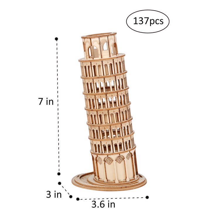 Hands Craft - Wholesale Puzzle - Kids - 3D Laser Cut Wooden Puzzle: Leaning Tower of Pisa