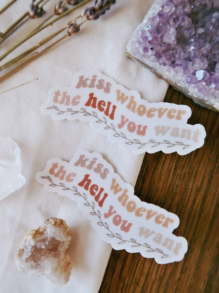 Kiss Whoever the Hell You Want Pride Sticker for wholesale by True Alignment