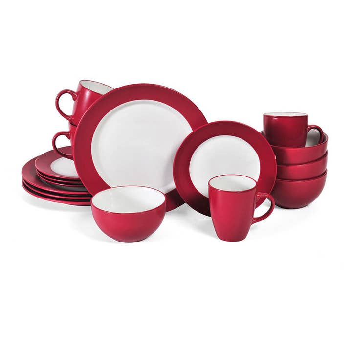 Fitz and Floyd® Mikasa® Pfaltzgraff® - Wholesale Dinnerware Set - Pfaltzgraff Harmony Red 16PC DW Set Brown Bx Pkg