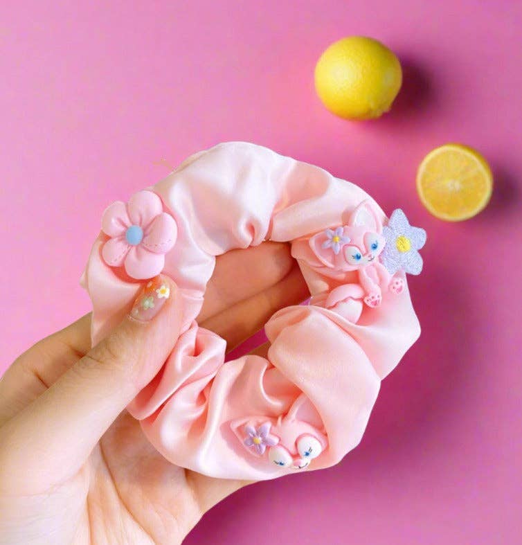 KiddieKickz - Wholesale Hair Tie - Kids - Children's Cartoon Hair Tie Girl's Pink Fabric Hair Rope