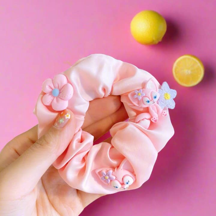 KiddieKickz - Wholesale Hair Tie - Kids - Children's Cartoon Hair Tie Girl's Pink Fabric Hair Rope0