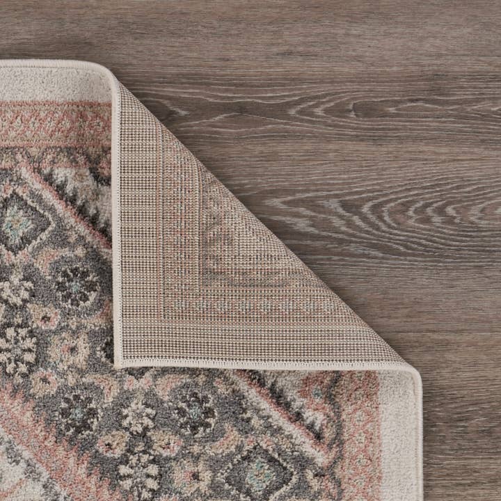 LR Home - Vente Tapis - Tapis oriental gris et rose blush2