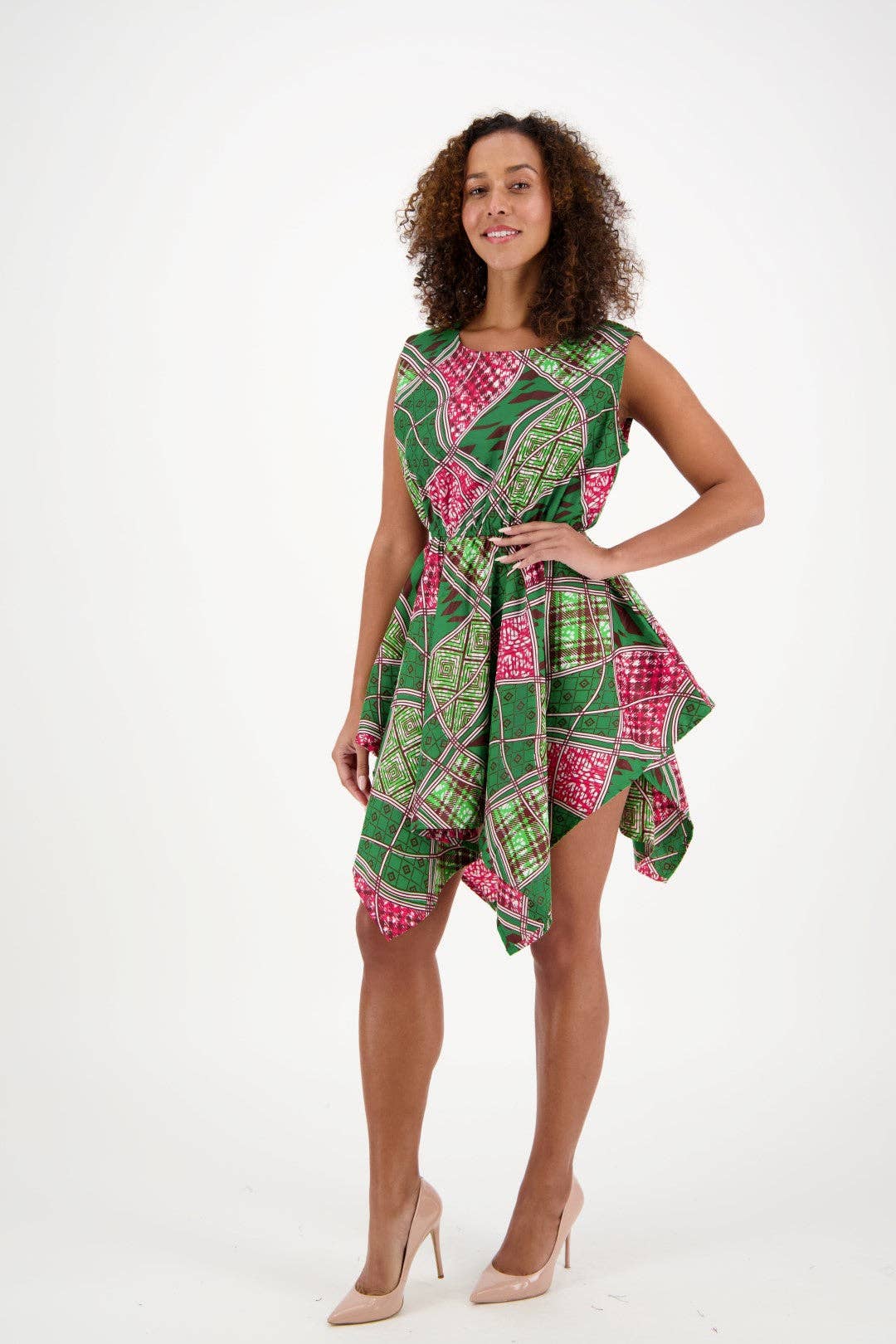 Advance Apparels - Wholesale Dress - Women's - African Patch Print Sleeveless Dress 2182
