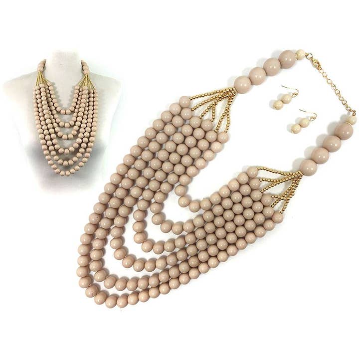 anbfashion - Wholesale Beaded/Pearl Necklace - CHUNKY ACRYLIC BEAD W METAL NECKLACE 8196