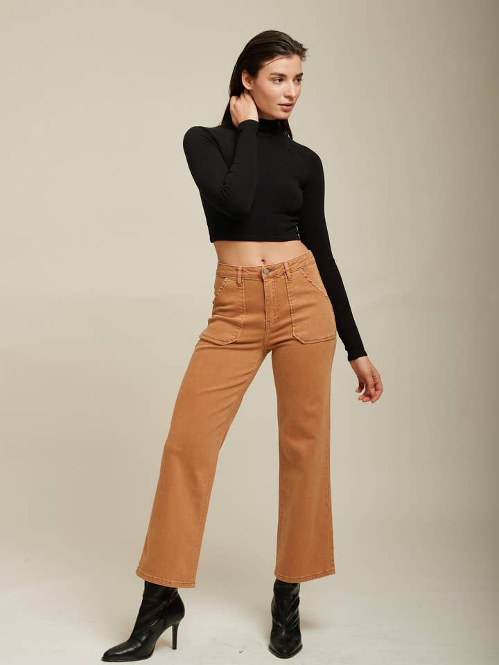 Toxik3 jean wide super stretch cropped à grandes poches for wholesale by Toxik3