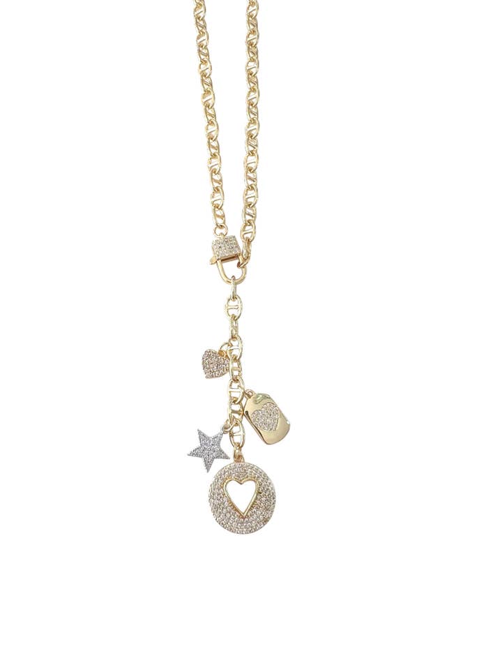 Celeste Heart and Star Charm Necklace for wholesale by Gemelli