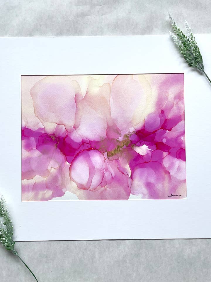 Pink River Alcohol Ink Art for wholesale by Soosoostudios